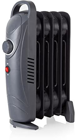 Warmlite WL43002YDT 650W 5 Fin Oil Filled Radiator with Adjustable Thermostat and Overheat Protection, Dark Titanium