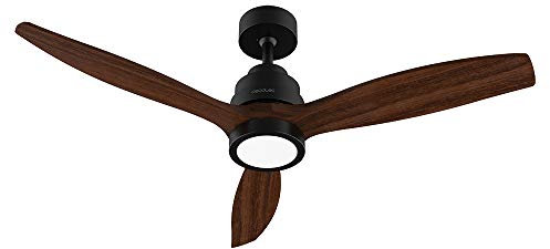 Cecotec Ventilateur de Plafond avec Télécommande EnergySilence Aero 5250, Minuteur, 40 W, Diamètre de 132 cm, Moteur CC, Lumière LED, 6 Vitesses, Fonction Hiver, Noir, Pales en Bois