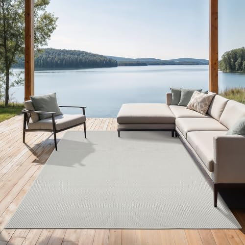 the carpet Mistra - Moderner In- und Outdoor Teppich, perfekt für das Wohnzimmer, Schlafzimmer oder die Terrasse, Wetterfest, langlebig und pflegeleicht, Creme, 80 x 200 cm