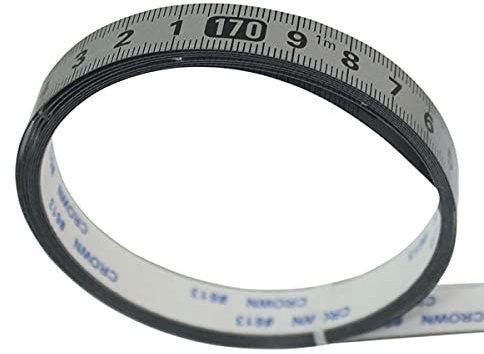 Selbstklebendes Maßband, Karbonstahl, 10 mm breit, Edelstahlfarbe, metrische Skala, Gehrungsband, Maßstabslineal (links nach rechts), 1 m Länge, 1 Stück