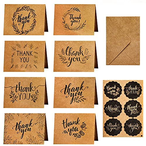 Lanjue 24 Pack Thank You Cards, Thank You Cards Multipack with envelopes Thank You Greeting Cards Wedding Card Envelopes & Stickers for Birthdays Wedding Graduation Baby Showers