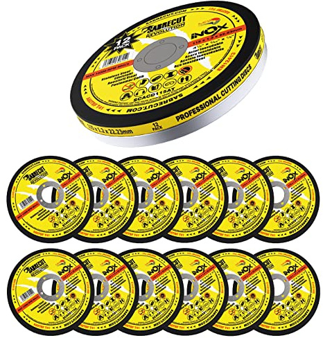 SabreCut 12pcs SCACD115AT 115mm 22.23mm Bore Abrasive INOX Cutting Discs | High-grade aluminium oxide and double fibreglass reinforcement provide fast, precise and durable INOX and metal cutting