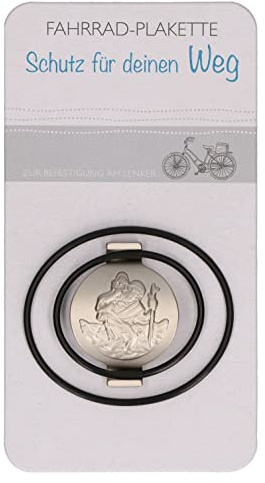 Butzon & Bercker Fahrrad-Plakette Schutzengel - Metall-Plakette für Lenker | Christliches Geschenk zur Einschulung oder Kommunion - Metallplakette mit Gummiring für Fahrrad, Roller und Ranzen