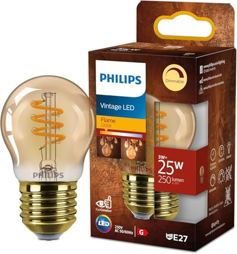 Philips LEDclassic E27 Lampe Gold, ersetzt 25W, warmweiß (2200 Kelvin), Dekolampe, dimmbar