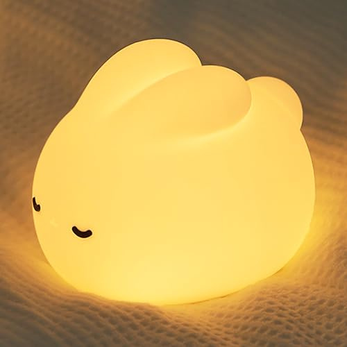 Nachtlicht kinder, Kaninchen Led Nachttischlampe Nachtlicht USB Silikon Stilllicht kinder Dimmbar Tragbar Touch Lampe für Babyzimmer Kinderzimmer Deko Schlaflicht Baby Füttern Geburtstag Geschenk
