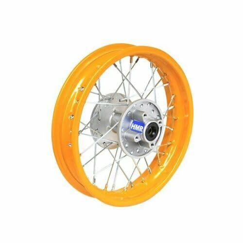 HMParts Cerchio in acciaio 14 pollici posteriore giallo adatto per quasi tutti i modelli con asse da 12 mm Dirt Bike, Pit Bike, XMOTOS, MotoCross (giallo)