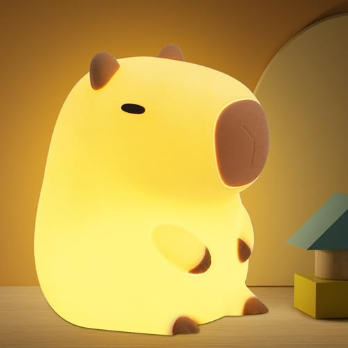 OkiyiD Capybara Geschenk für Mädchen, Capybara Nachtlicht, Baby Nachttischlampe, ABS+SIL, Touch Control, tragbar wiederaufladbar dimmbar, Geburtstagsgeschenk für Jungen und Mädchen