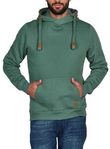 riverso Hoodie herr regular fit RIVNiklas huvtröja tröja cross-over-krage grå brun grön röd blå svart beige S M L XL XXL 3XL 4XL 5XL, Skogsgrön, 3XL
