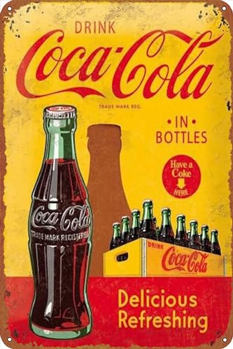 Coca Cola Metall-Blechschild, köstliches erfrischendes Poster, Retro-Metallschild, Vintage-Blechschild für Café, Bar, Zuhause, Wanddekoration, 30,5 x 20,3 cm