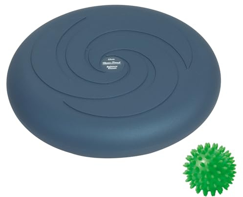 Fitness-Freund Kombi-Set Balancekissen 33 cm blau-grau und Massageball apple-grün 8cm, Made in Germany