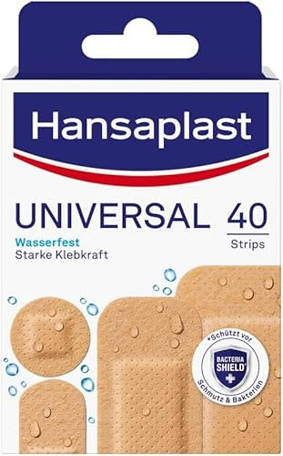 Hansaplast Universal Pflaster 4er-Set (4 x 40 Strips), schmutz- und wasserabweisende Wundpflaster, Pflaster Set mit starker Klebkraft & Bacteria Shield