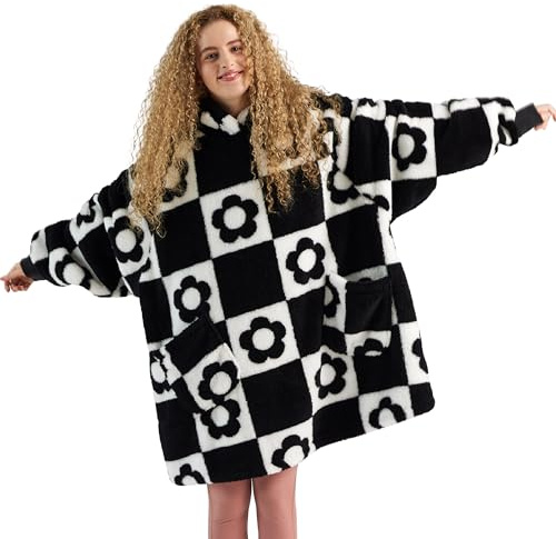 BEDSURE Hoodie Decke mit Ärmeln - Kuschelpullover als Geschenke für Frauen - Kuscheldecke mit Ärmeln Weich Warm Tragbare Decke Weihnachtsgeschenke für Frauen Damen Herren Freundin, Florales 95x85