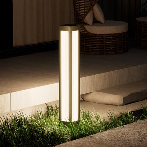 SkyGlow 32 Bollard Light, 120V Line Voltage Aluminum LED IP65 Waterproof Outdoor Modern Landscape Path Lights, 3000K Curb Appeal for Garden Pathway Lawn Patio Courtyard Driveway Commercial