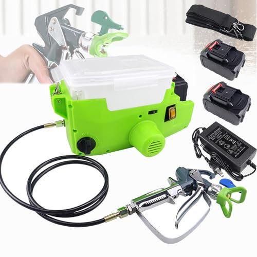 Spdazzleburst Pulverizador de Pintura de Mano, máquina de pulverización de Pintura Profesional de Alta presión, 500 W, Capacidad de 1,7 l, 6 velocidades, para Interior y Exterior del hogar,2batteries