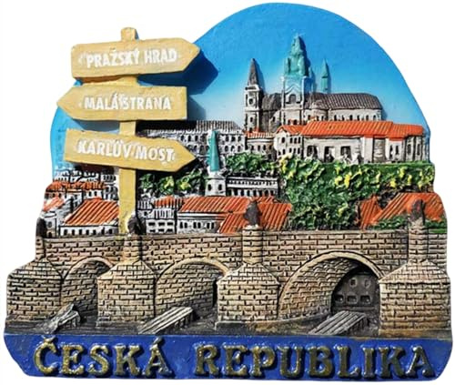 Kühlschrankmagnet, Motiv: Tschechische Republik, Reise-Souvenir, 3D-Kühlschrankdekoration, handbemalt, Handwerk