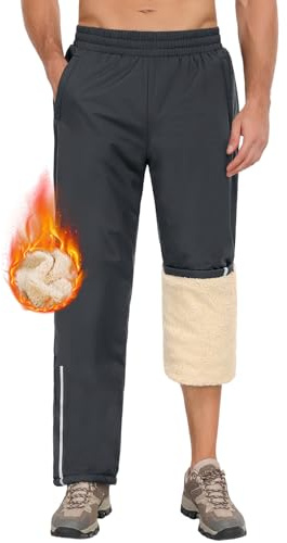 PASUDA Pantalon Chandal Hombre Invierno Cálidos Polar Pantalón Jogger Deportivos Hombre Sherpa Pantalones Cintura Elástica Termico Pantalones Impermeables Trekking para Aire Libre Esquí (Gris, XXL)