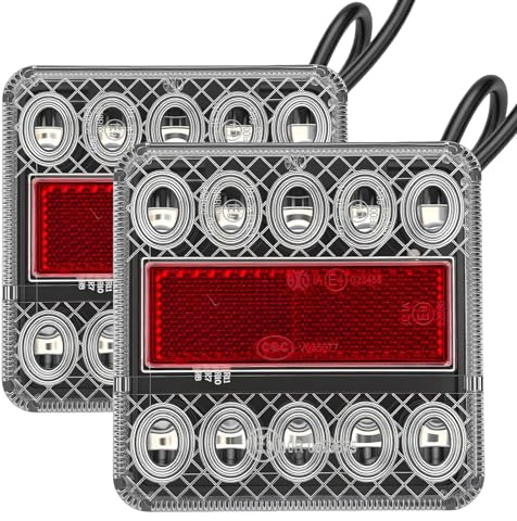 CXTM LED Anhänger Rückleuchten 12V Universelle Wasserdichte Rücklicht Anhänger für PKW, LKW, Wohnwagen und Nutzfahrzeuge (2 Pcs Weiß LED Rückleuchten)
