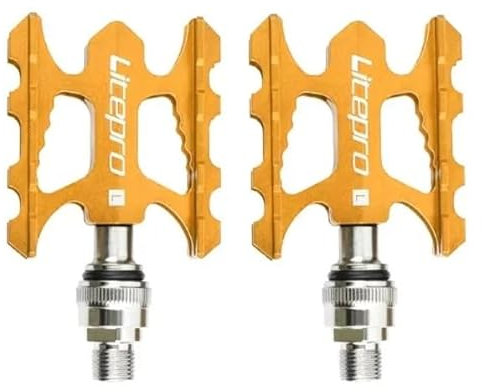 MAYANGYANG Pedale Fahrrad Fahrrad Pedale Aluminium Legierung MTB Road Faltrad Pedale Quick Release Pedale Fahrrad Pedale Fahrradpedale(Gold)