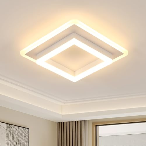 DELIPOP Moderne Deckenleuchte LED, 30W Deckenlampe Quadratisch 3000K Warmweiß, Deckenbeleuchtung aus Aluminium LED Lampe Weiß für Schlafzimmer, Wohnzimmer, Küche, Flur