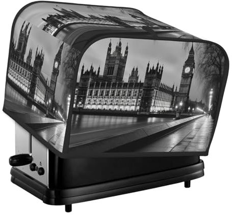 Houses of Parliament Toaster-Abdeckung, 4 Scheiben, Küche, kleine Geräte, Abdeckungen mit Taschen, Toaster, Staubschutz mit Griff oben, waschbar, Universal-Brotbackmaschinen-Abdeckung für Küche