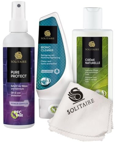 Eco Care Set– Schuhpflegeset mit natürlichen Inhaltsstoffen inkl. tiefenwirksamer Schuhreiniger, reichhaltige Schuhcreme, PFC-freies Imprägnierspray und Mikrofasertuch Poliertuch für Schuhe & Sneaker