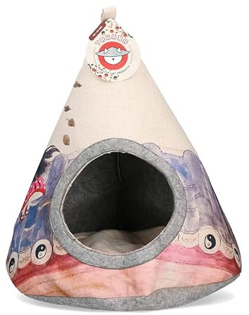 Takara Tipi - Katzenhaus - 42 x 56 cm - Katzen Tipi Zelt - Katzenzelt - Katzenkorb - Ying Yang