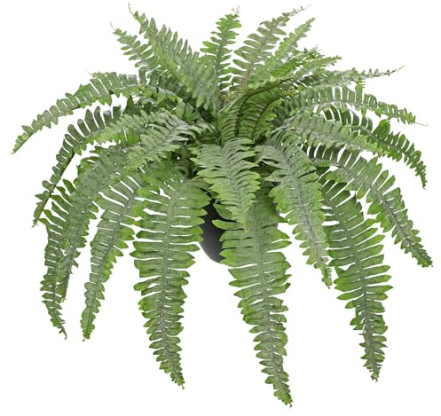 Hollyone 34.6'' Artificial Boston Fern Potted Plant, Fake Fern Bushes in Pot for Indoors & Outdoors, Frosted Faux Plants for Home Decor, Garden, Patio, Balcony, Living Room Decorations