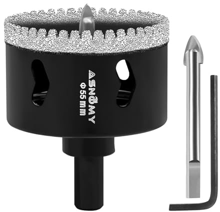 ASNOMY Scie Cloche Diamantée de 55 mm avec Mèche Pilote, Foret Trépan Diamanté Denté, Scie Cloche Diamant pour carrelage, Verre, porcelaine, pierre de granit