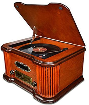 JFNHUTL Sistema Stereo con Giradischi Wood Classic con connessione Bluetooth, Giradischi in Vinile, Altoparlanti Stereo integrati/Giradischi a 3 velocità, Registrazione da Vinile