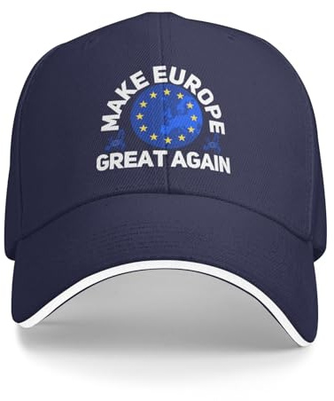 Anceky Mütze 'Make Europe Great Again', I Love Europe, Unisex, Polyester, Einheitsgröße, Verstellbarer Riemen, Sommer, Frühling, Navy, Baseballmütze, Patriotisch