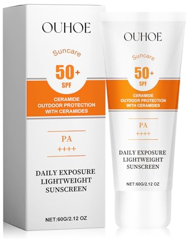 Creme Solaire Visage SPF 50, 60g Sunscreen SPF 50 avec des Céramides | Creme Solaire Indice 50, Moisturising Sun Protection Cream, Respirant, Convient à Tous Les Types de Peau