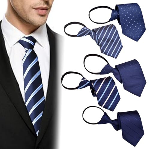 BetterJonny 5 Stück Herren Krawatten Vorgebundene verstellbare Krawatten mit Reißverschluss Verstellbare Schmale Herren elegante Hochzeitskrawatten für Büro oder Feiertagsveranstaltunge-A