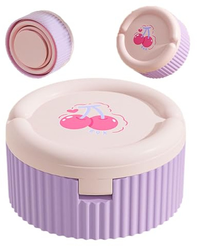 Pilulier – Organiseur quotidien pour médicaments – 8,4 x 8,4 x 4,5 cm – Gobelet à eau pliable – Distributeur de voyage compact pour poche, sac à main, sac et bagages, orange, violet