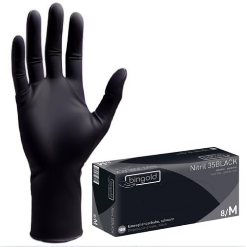 Sugaring Cane Einweghandschuhe 100 Stück/Box, Nitrilhandschuhe, puderfrei & latexfrei, Einmalhandschuhe, Wegwerfhandschuhe, Handschuhe, schwarz (M)