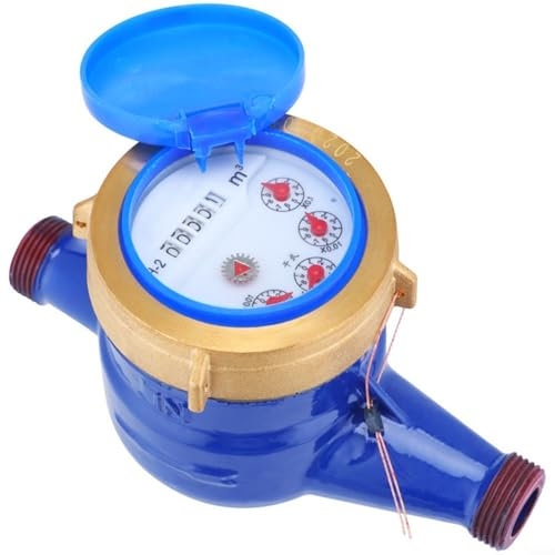 DIN15 Dry Type Water Meter, Pointer Cold Water Meter, 4 Pointer Measurement Leak-Proof Small Flow Rate Detection Clear Tempered Glass Dial