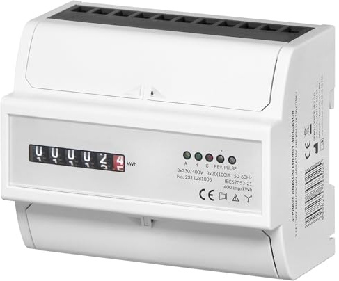 Miratic Contatore Energia Elettrica Trifase Analogico 100A Misuratore Consumo Elettrico Larghezza 7 Moduli Montaggio Guida DIN TH-35mm
