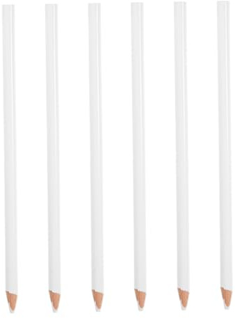 Anneome Sewing Pencils with Smooth and Precise Lines 6pcs White Fabric Chalk for Drawing and Practical Marking Bright Core Wooden Multipurpose Marking Pencils for Wood, Glass, Ceramic