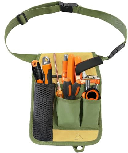 Heavy-Duty Tool Belt Pouch with Belt Clip - Adjustable Work Apron for Electricians, Carpenters, Technicians, Construction & Gardening - Durable Utility Organizer for Men & Women, Compact & Lightweight