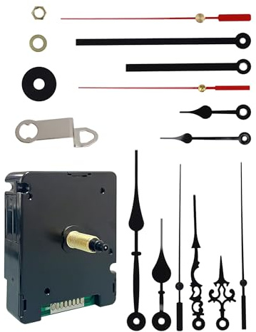DCF77 Funk-Uhrwerk Set – 4 Zeigerpaare, lautloses Uhrwerk für Wanduhren | Präzises Funkuhrwerk für Wanduhr 24 mm Schaftlänge, zum Selbsteinbau mit Zeiger, Reparatur & Ersatz (72×56×19 mm)