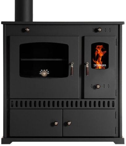 Perfect Eco - Estufa de leña con compartimento para horno y placa de cocina, 7 kW, color negro