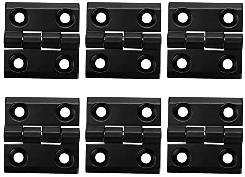 Janasiba Lot de 6 charnières de porte en aluminium noir 50 mm x 50 mm