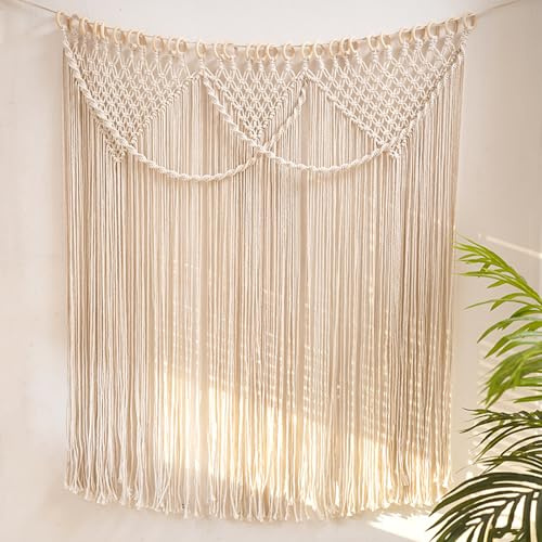 Fhlprte Boho Deko Gewebt,Wandteppich Wanddeko,43.3 * 39.3 in,Fenster Wandbehang,böhmischer handgewebter Spitzen-Türvorhang,für Raumteiler, Vorhänge, Türvorhänge, Hochzeitskulissen, Innendekoration