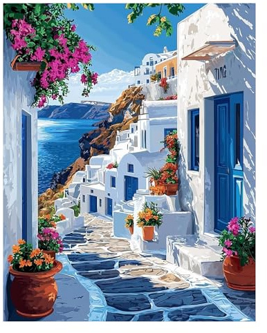 Mafenr Art Paysage Peinture Numero Adulte, Paysage Peinture Par Numero Adulte, Coloriage Par Numéro Pour La Décoration De La Maison - 40x50 CM