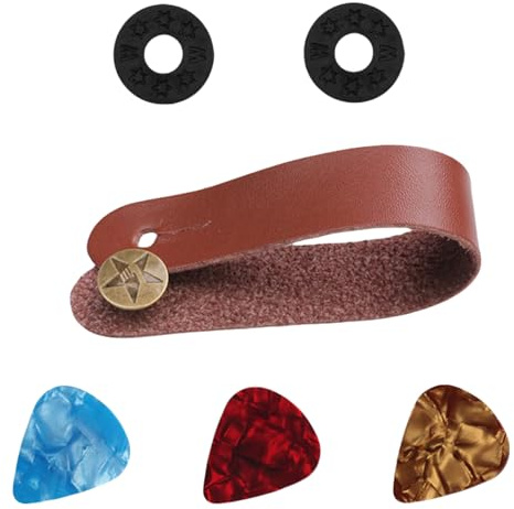 Gitarrengurt-Halter, Knopf, Leder, Kopfplatten-Adapter, Krawatte, Halstaste, verstellbarer Gürtel, langlebig für Ukulele, Bass, Akustik-, E-Gitarre