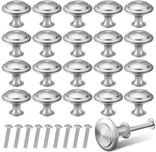 25 Pieces Kitchen Door Knobs,Stainless Steel Cupboard Knobs | 30mm Drawers Handles Pull Handle with Screws,Furniture Knobs for Drawers,Chrome Knob for Drawer,Furniture and Home Renovation