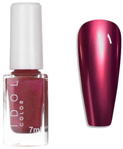 Rose Red Nail Polish - Metallic Nail Varnish - Dark red Burgundy nail Polish Metal Mirror Gloss - 60 Seconds Nail Varnish Quick Dry No UV Bake, Breathable, Non Chip Long Lasting for Women DIY Manicure