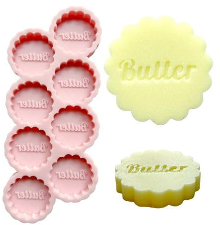 Custom Silicone Butter Mold, Personalized Scalloped Circle, Individual 8g Serving Size, Great for Chocolate, Wax Melts, Candies, Personalized, 8-Cavities, Made in the USA
