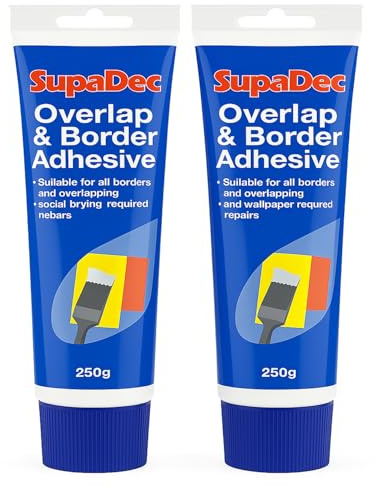 SupaDec Overlap & Border Adhesive 250g (Pack of 2) | Strong Wallpaper Paste for Borders & Seams | Ready Mixed, Easy Application, Long Lasting Hold