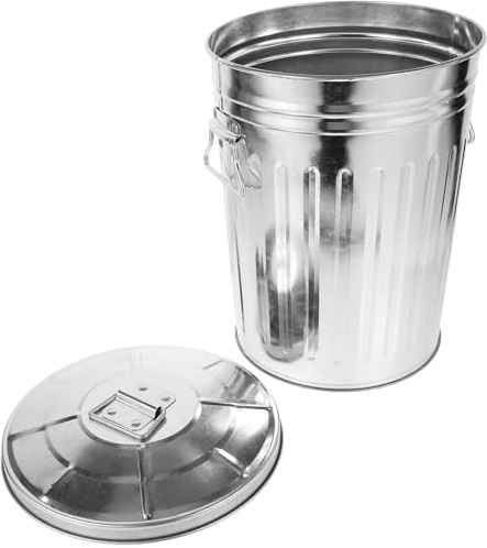 Lurrose Papelera Metálica Redonda con Tapa 8L Cubo de Basura para Oficina y Exterior Contenedor Resistente al Óxido para Cocina y Hogar