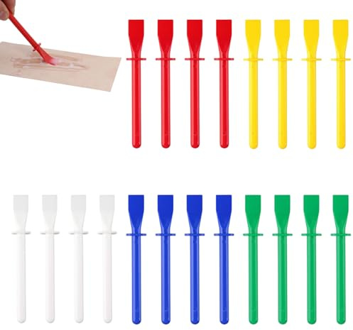 20 PCS Silicone Glue Brush Spreader Tool Set, Colored Glue Smear Sticks Applicator, Flatback Woodworking Craft Adhesive Applicators for Paper Wood Crafts Woodworking DIY Projects